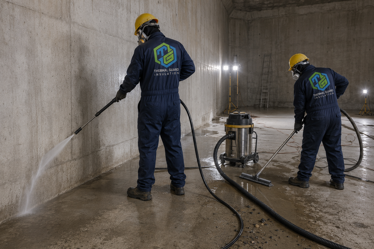 Surface Cleaning – GRP water tank lining process