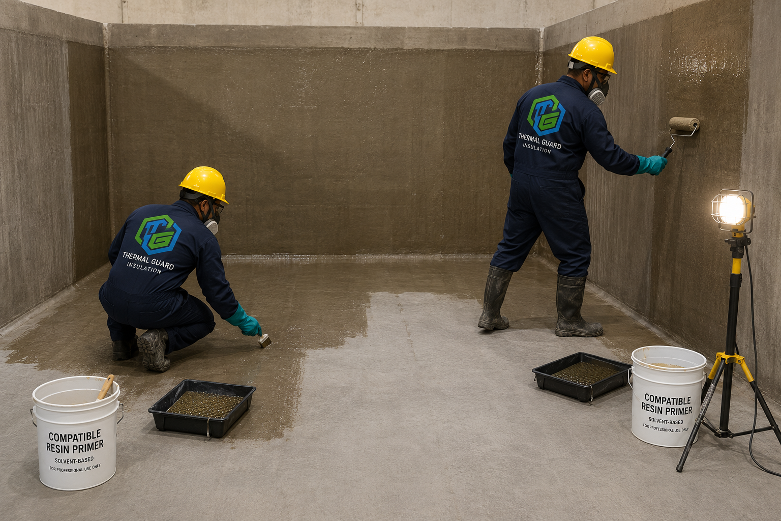 First resin coat – GRP water tank lining process